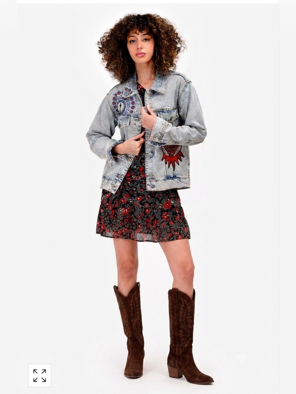 Maje Baltimore Embroidered Bird Denim Jacket Size 38 / US S
